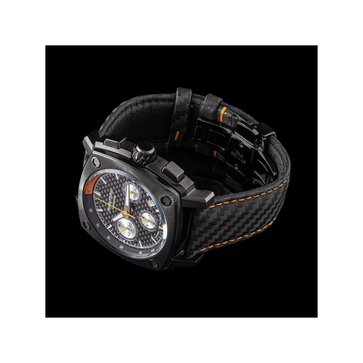 Montre HUMBERT-DROZ hd7 homme chronographe, bracelet cuir noir