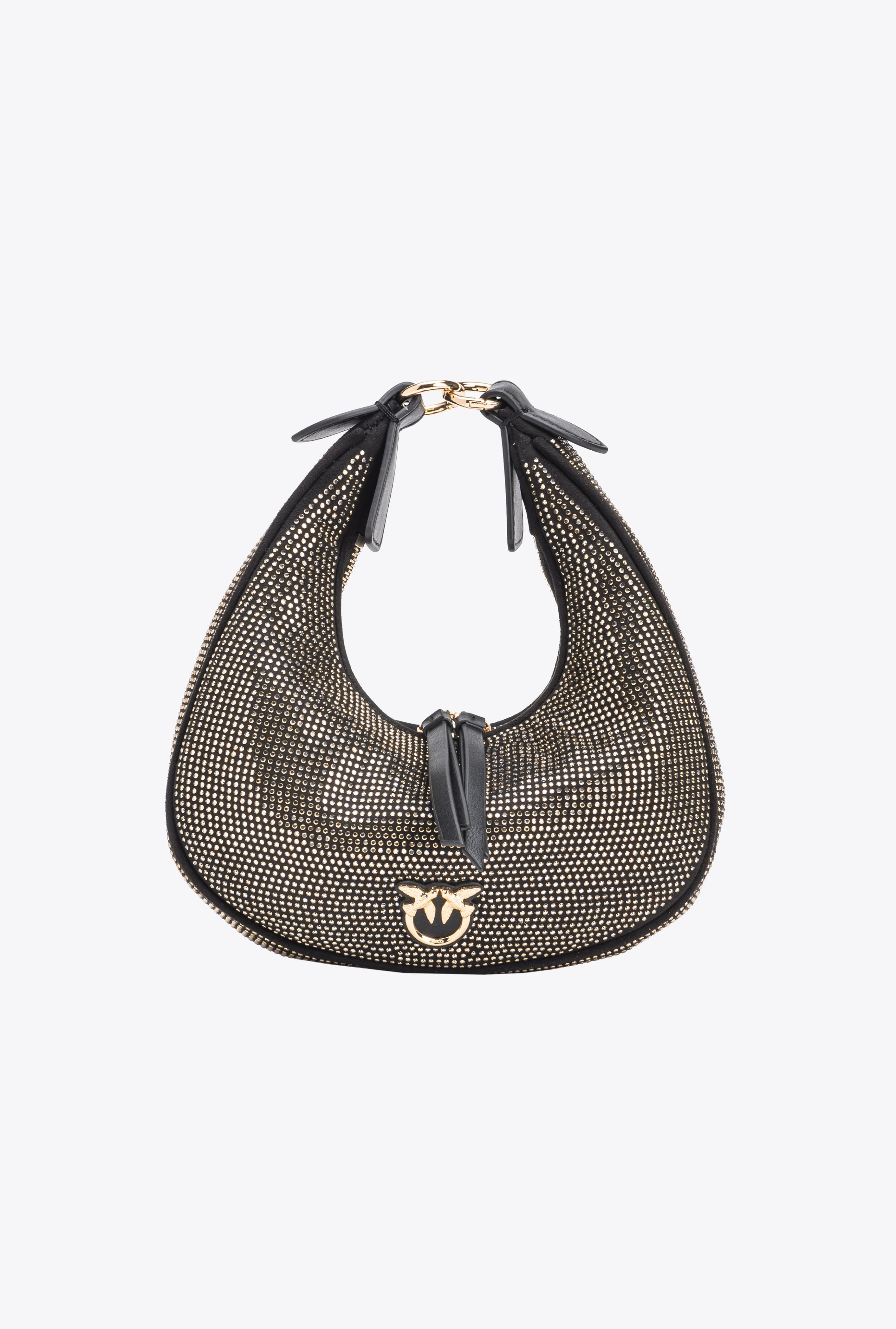 Mini brioche bag hobo avec strass all-over | Noir