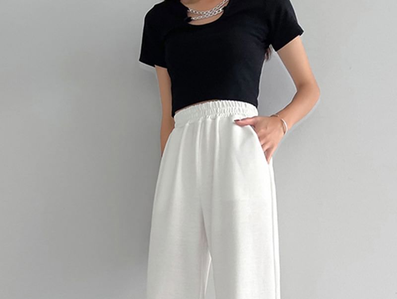 Gafi - High Rise Wide Leg Effen Joggingbroek