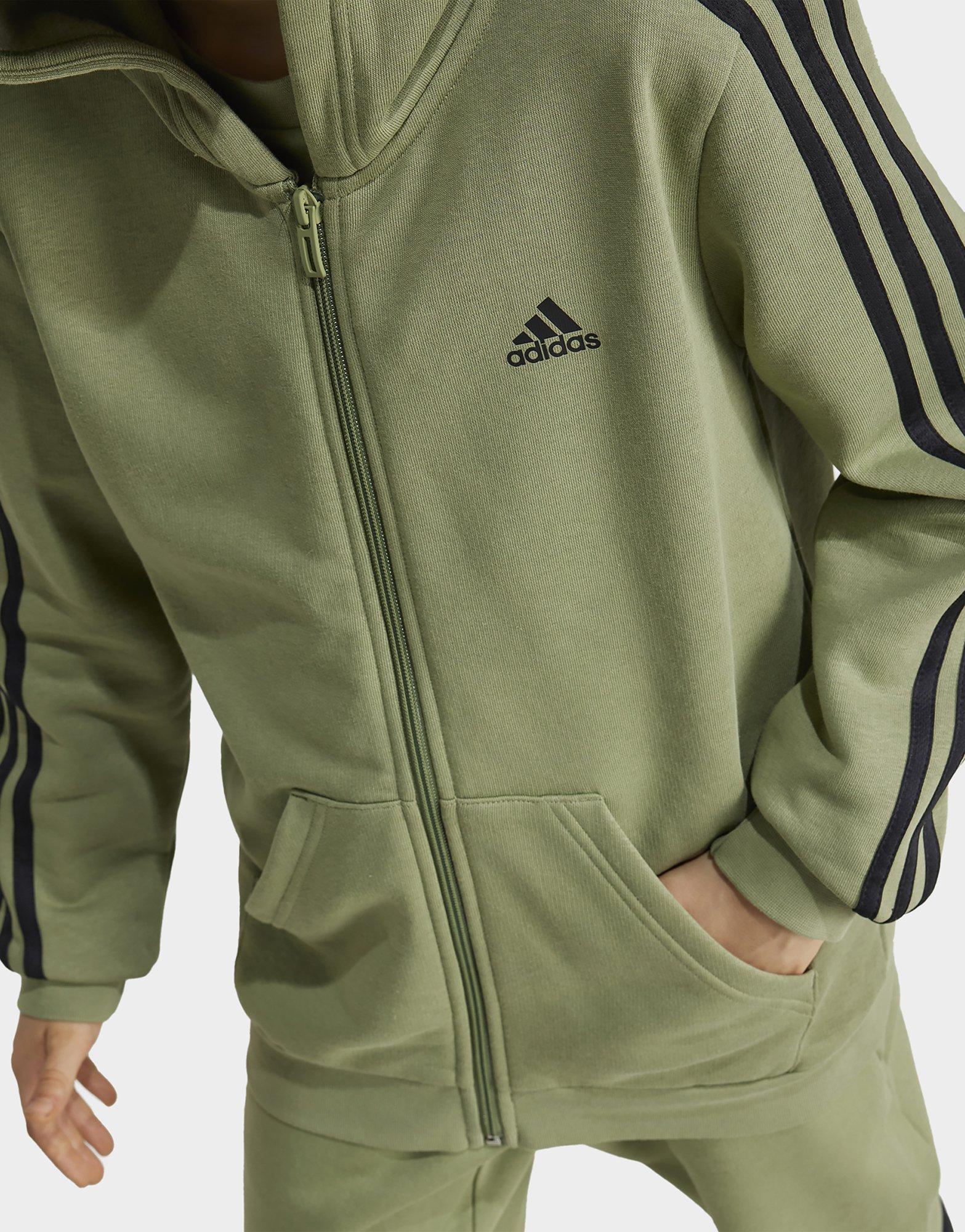 adidas Veste à capuche entièrement zippée en molleton Essentials 3-Stripes