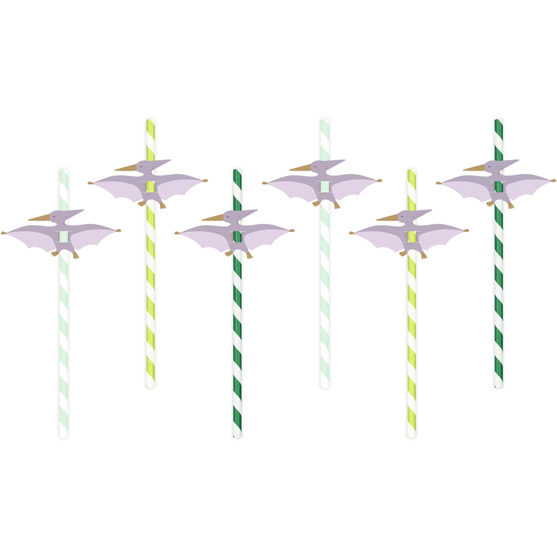 Partydeco Trinkhalme Pterodaktylus, assortiert, 6 Stück