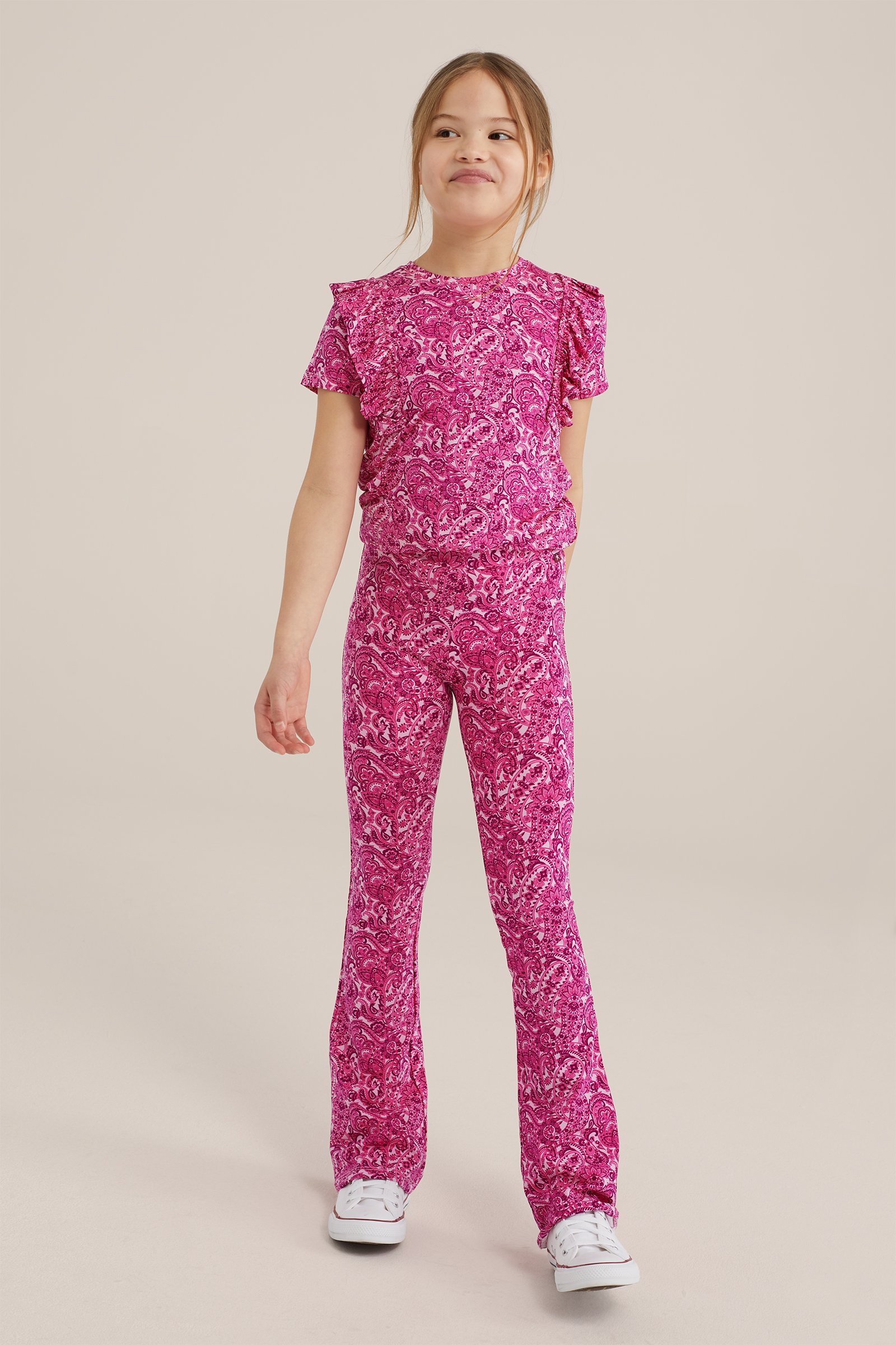 Meisjes T-shirt met dessin WE Fashion Felroze