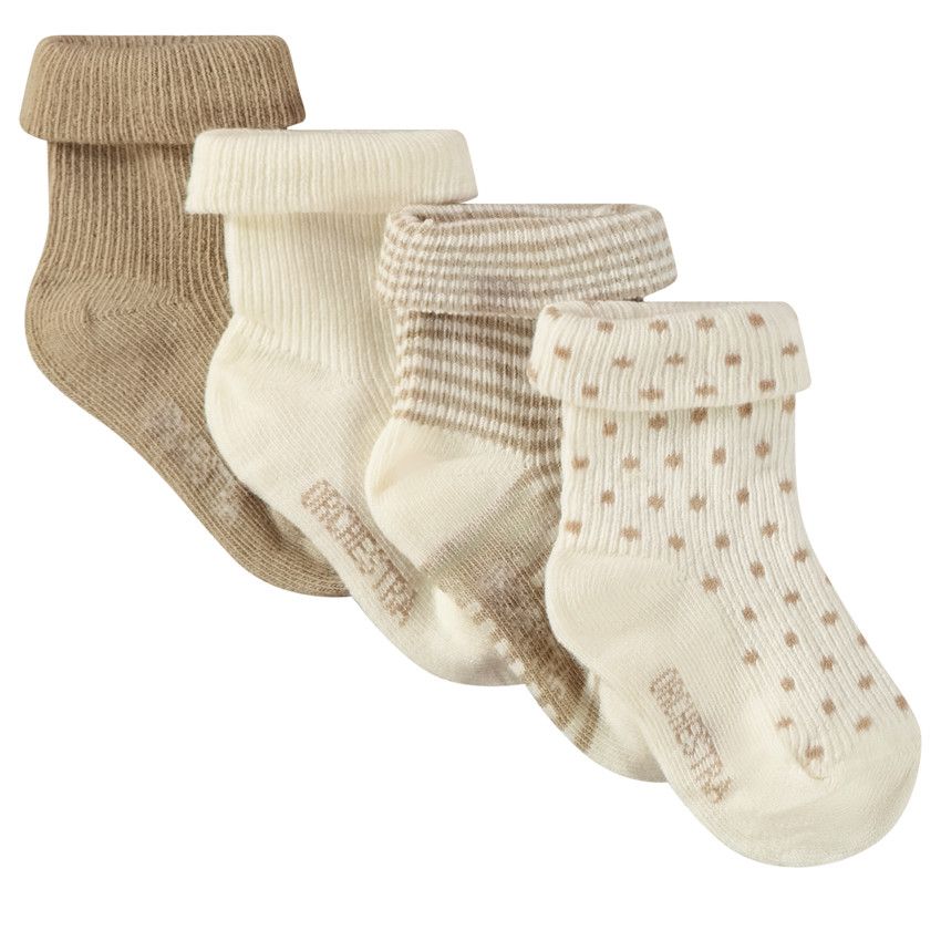Lot de 4 paires de chaussettes retroussables pour bébé - Camel