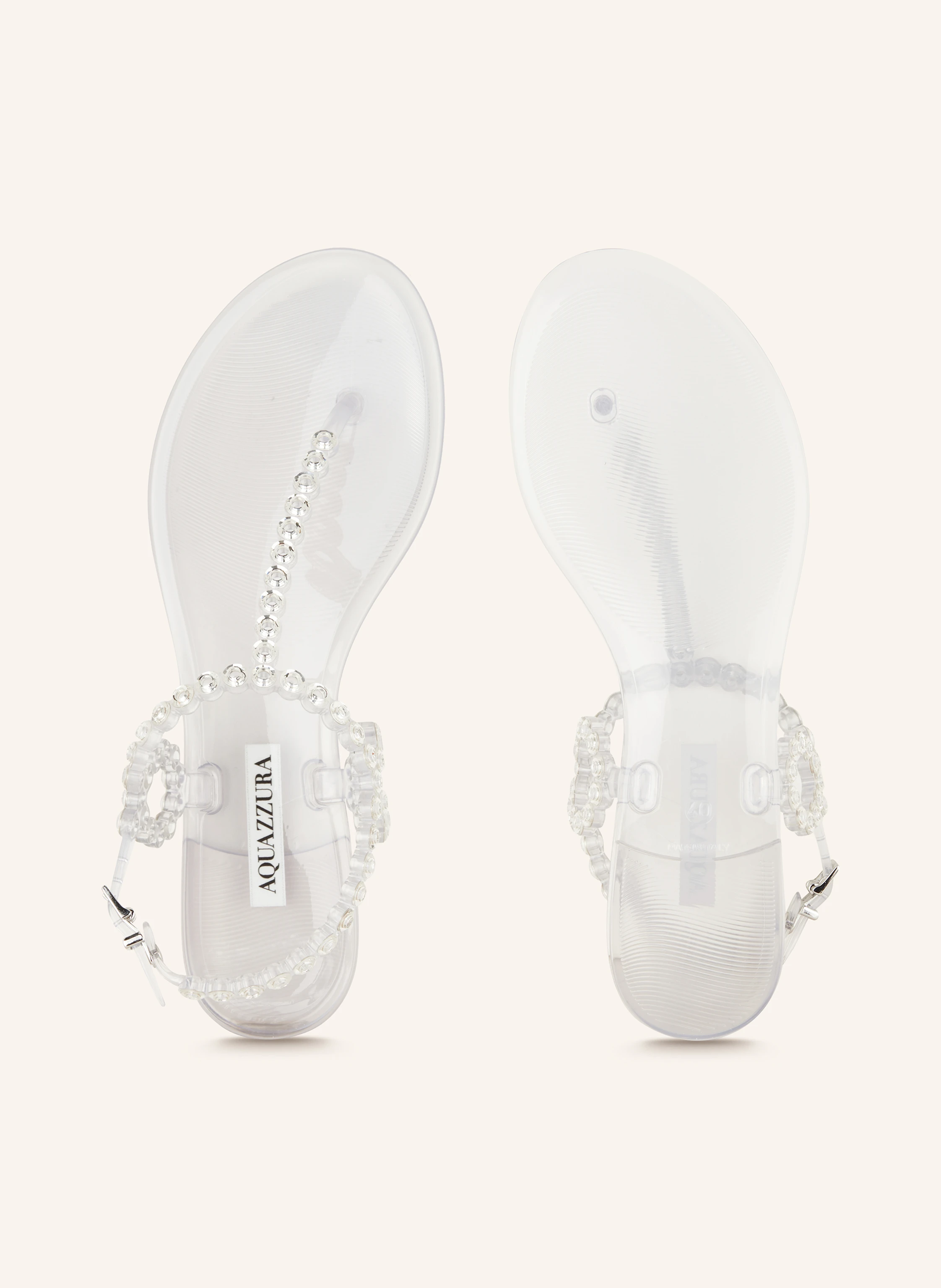 AQUAZZURA Zehentrenner ALMOST BARE CRYSTAL JELLY mit Schmucksteinen