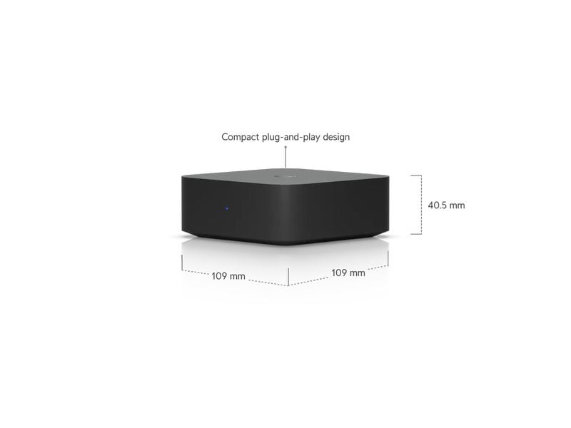 Ubiquiti PoE Audio Port Schwarz Ein digitaler Audiostreamer mit ultrakompaktem, vielseitigem Design und einem intuitiven Steuerungssystem, das mehrere Musik-Streaming-Dienste und skalierbare Mehrzonen-Installationen unterstützt