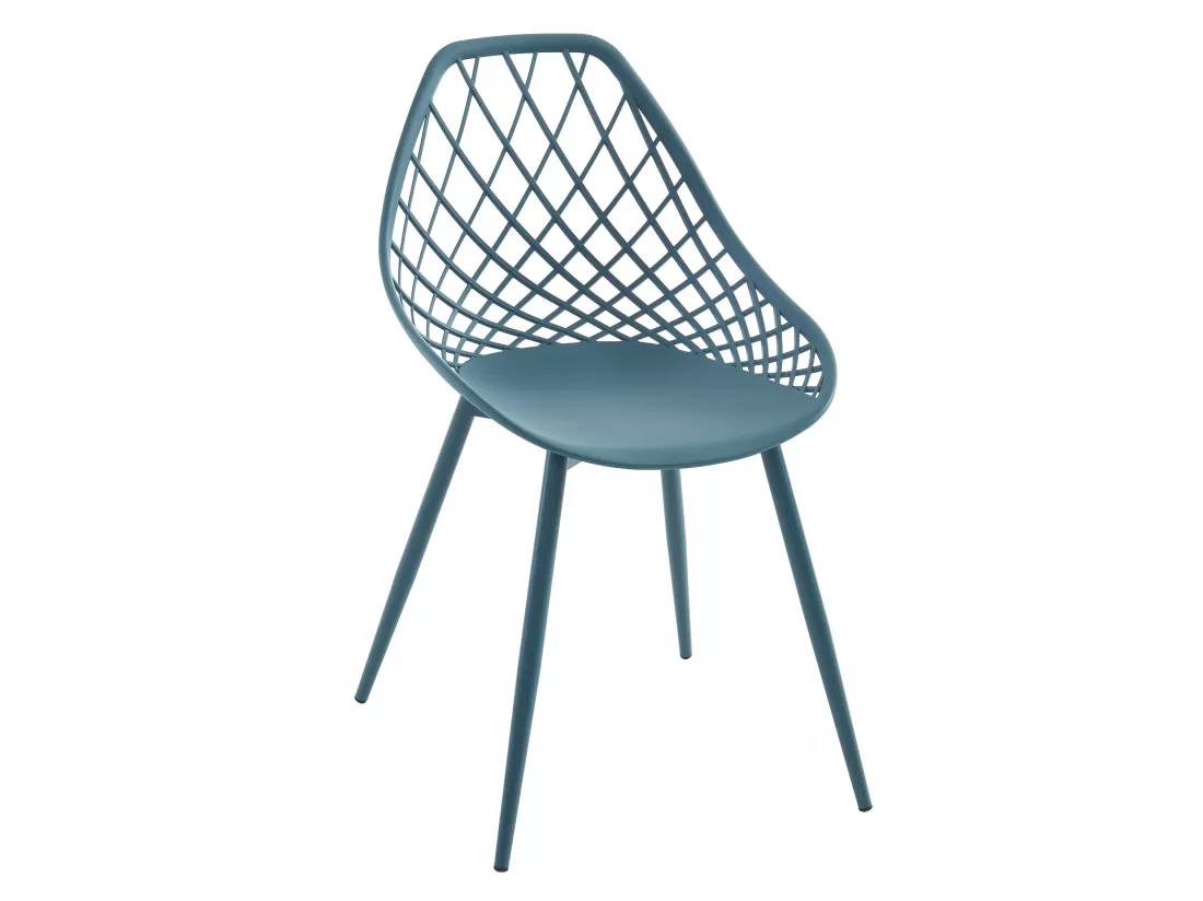 Lot de 2 chaises de jardin en polypropylène avec pieds en métal - Bleu canard - MALAGA de MYLIA