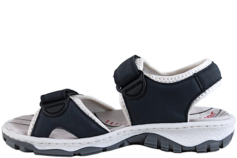 RIEKER SANDAL I NAVYBLÅT KUNSTSKIND