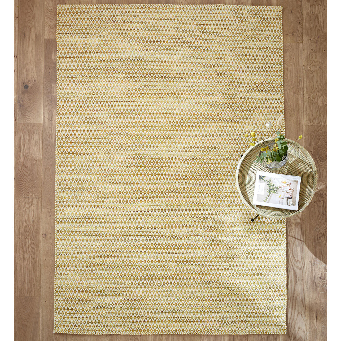 Cyrillus Tapis 100% Laine graphique jaune moyen - 120x180 cm