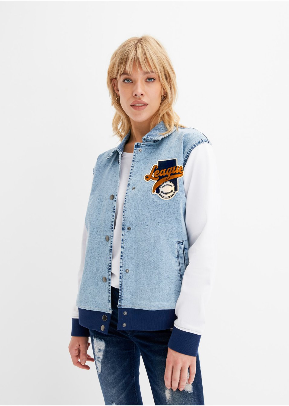 Blouson baseball en jean