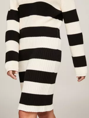 Vestido suéter de gola alta falsa