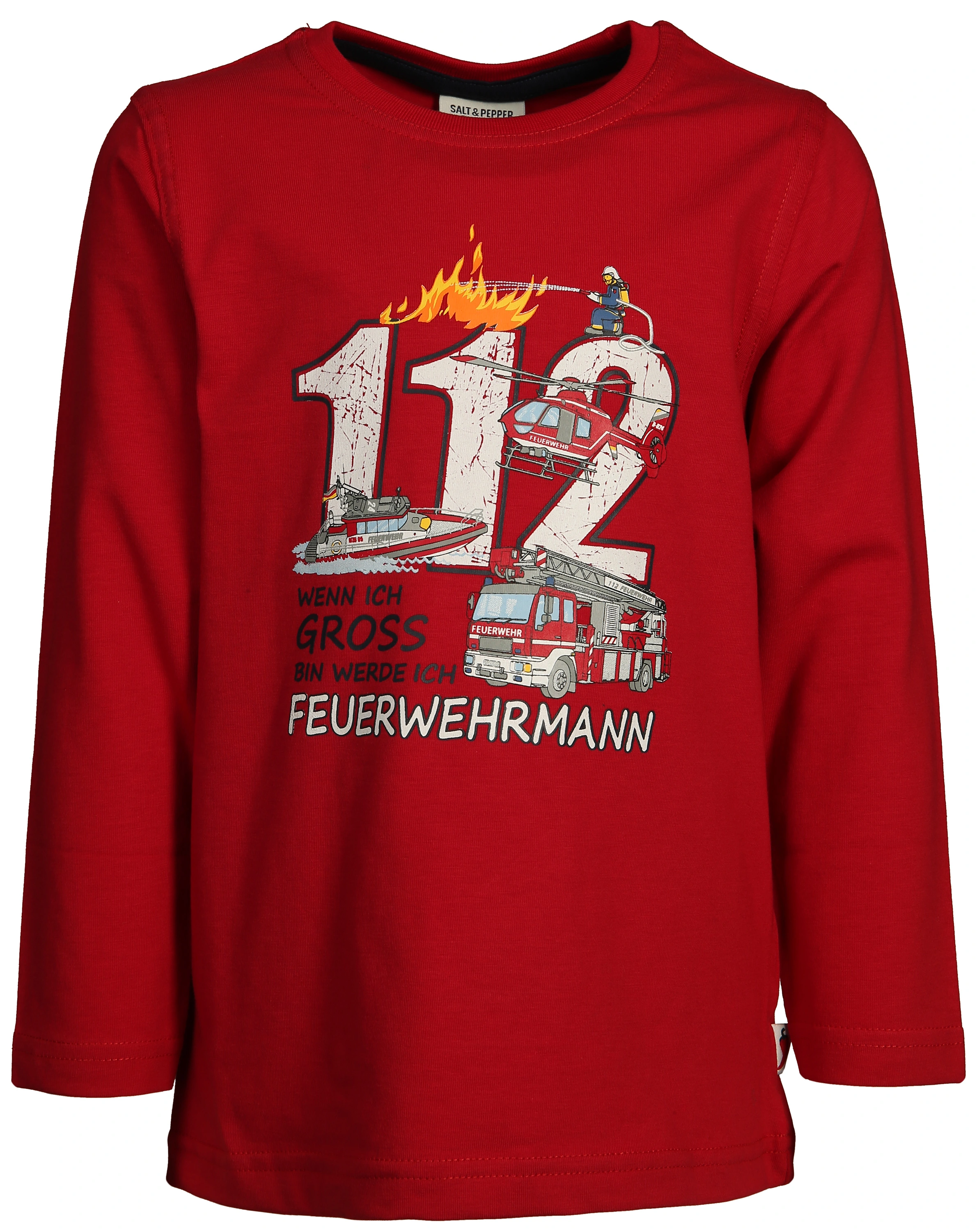Langarmshirt 112 WENN ICH GROß BIN in fire red