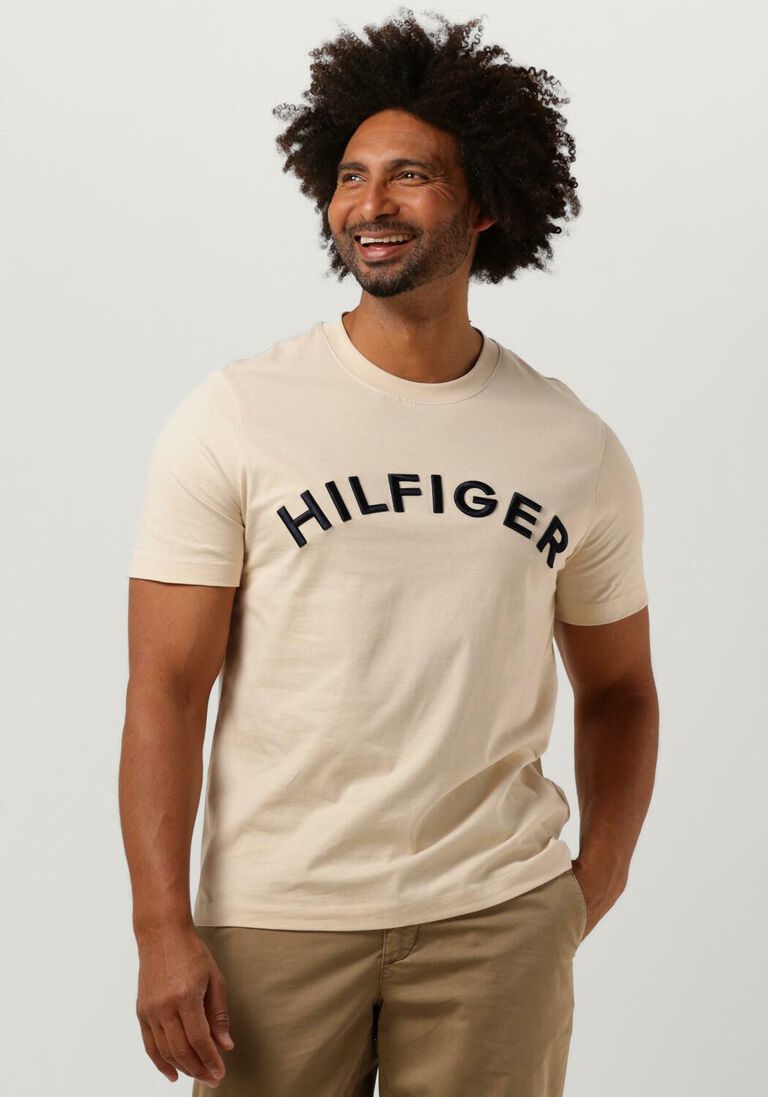 TOMMY HILFIGER beige tommy hilfiger t-shirt hilfiger arched tee
