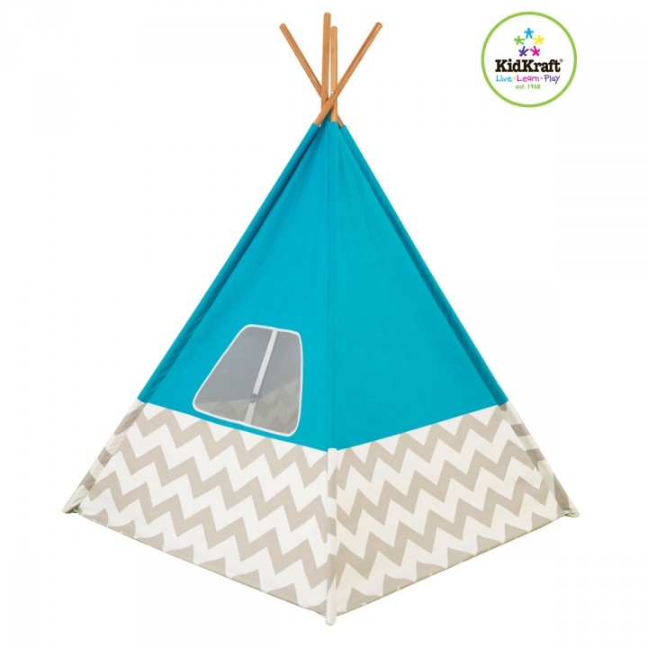 Tipi turquoise à chevron gris et blanc