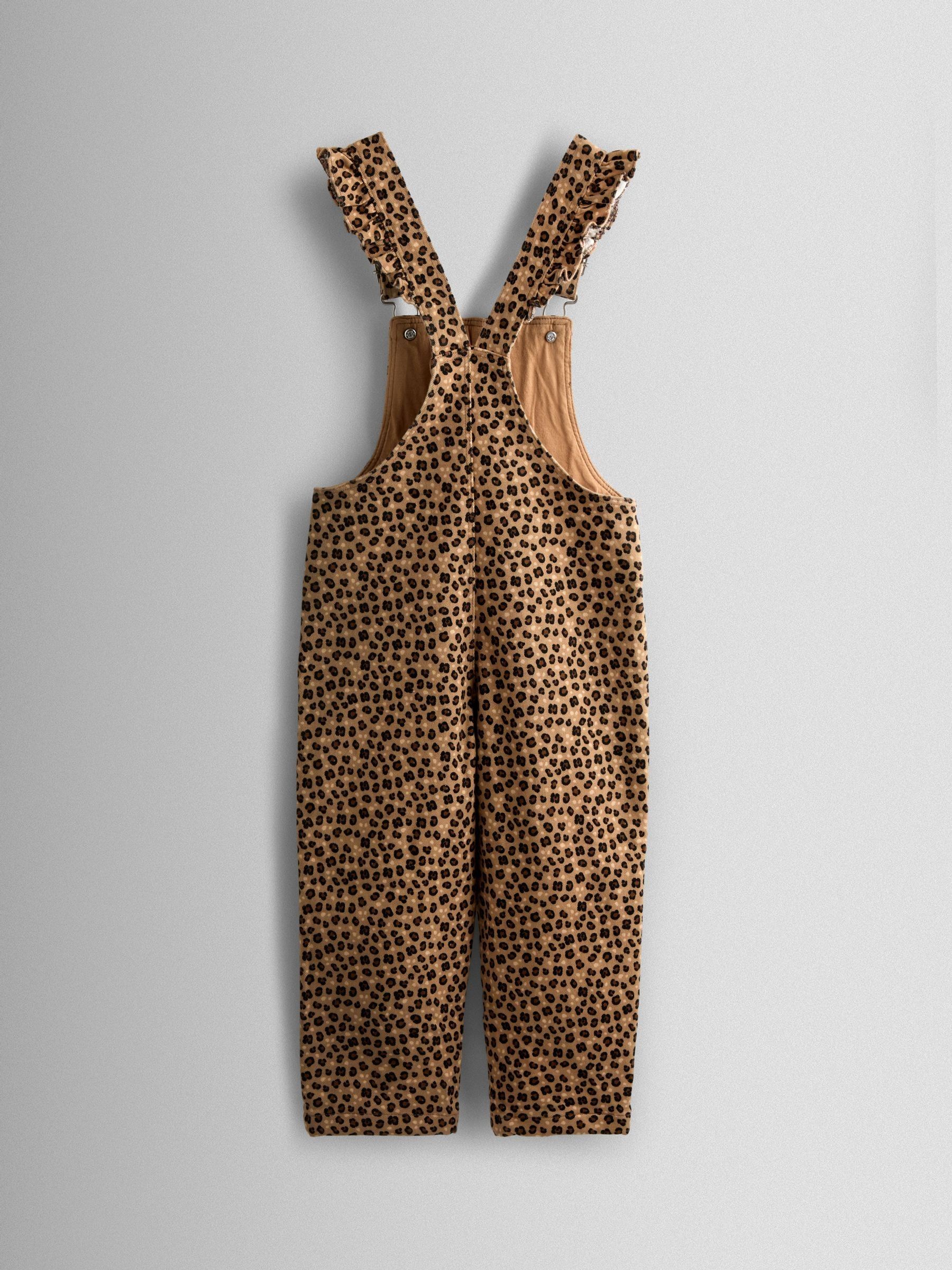 JoJo Maman Bébé Leopard Print Dungaree & T-Shirt Set