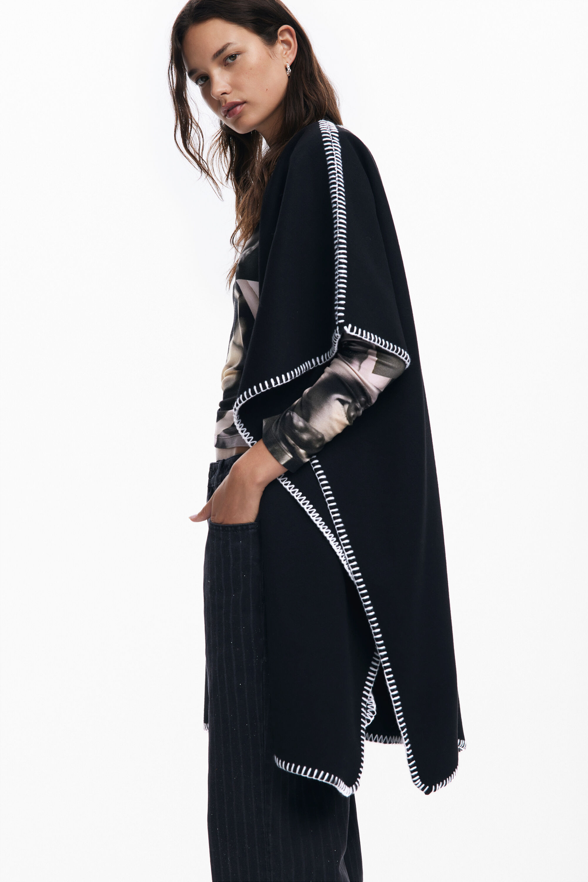 Poncho com lenço