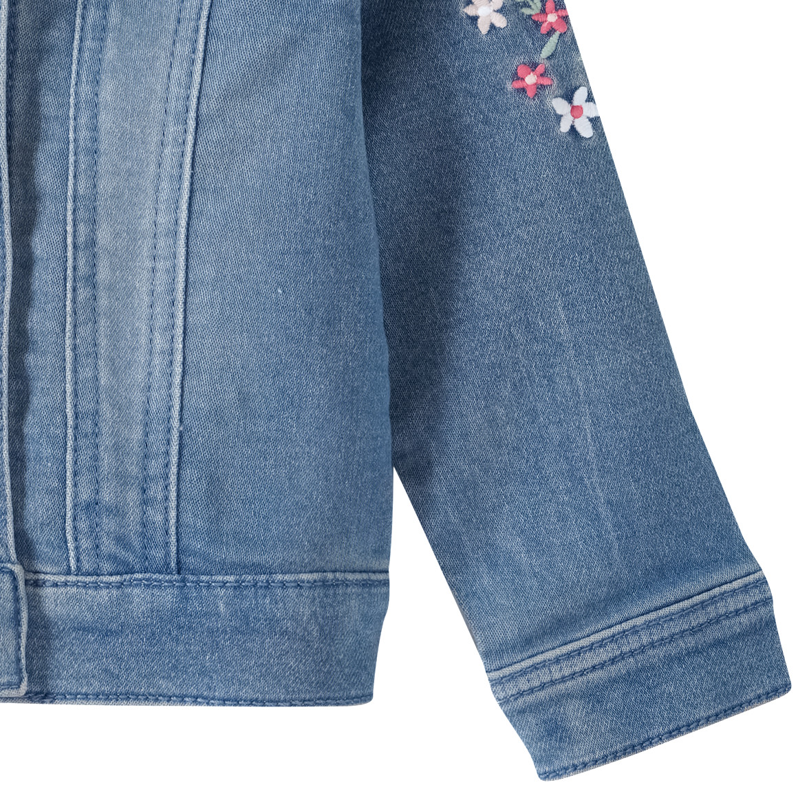 Topomini Baby Jeansjacke mit Blumen-Stickerei blau