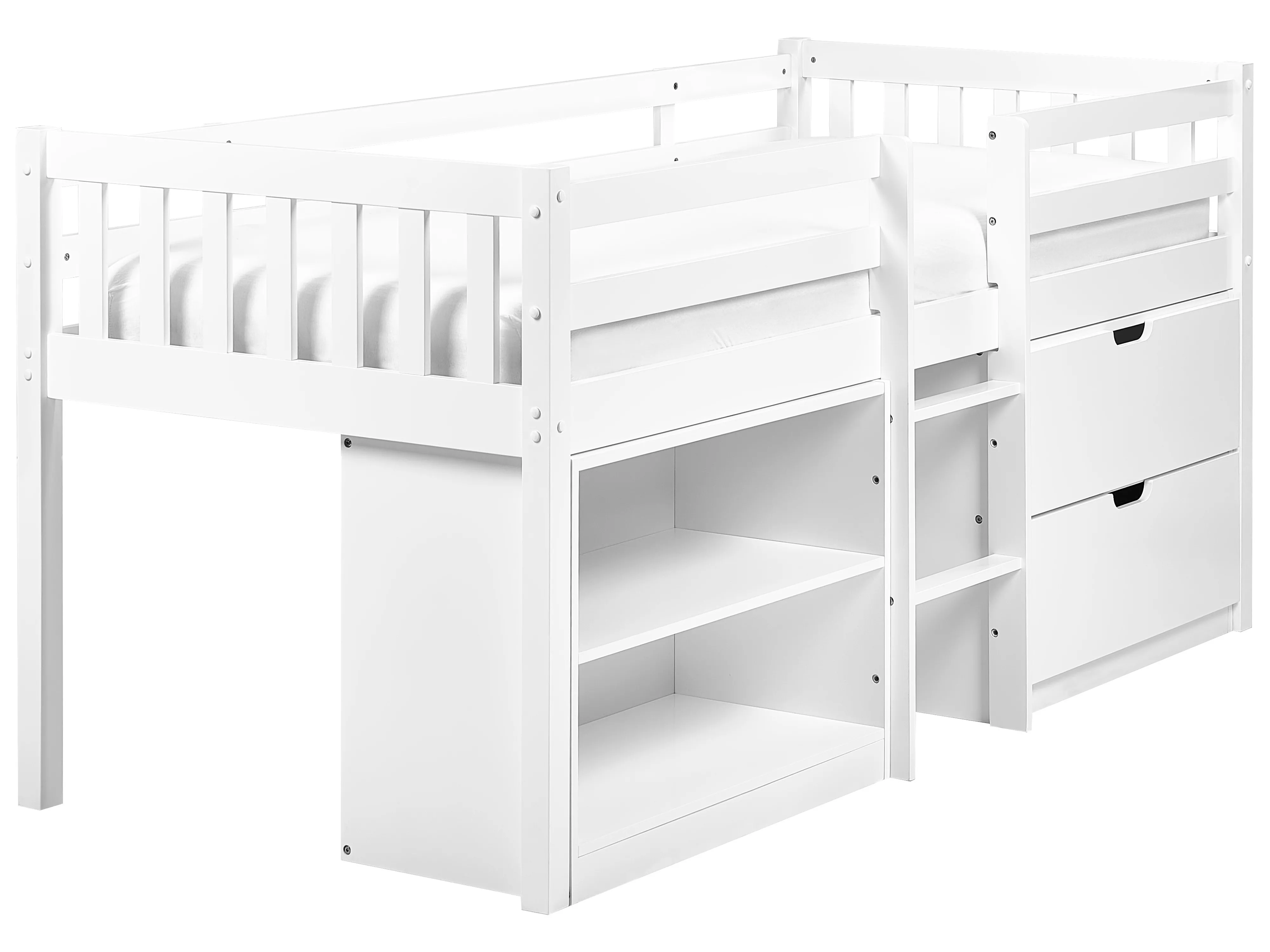 Verhoogd bed Hout SUSVILLE 90 x 200 cm Wit