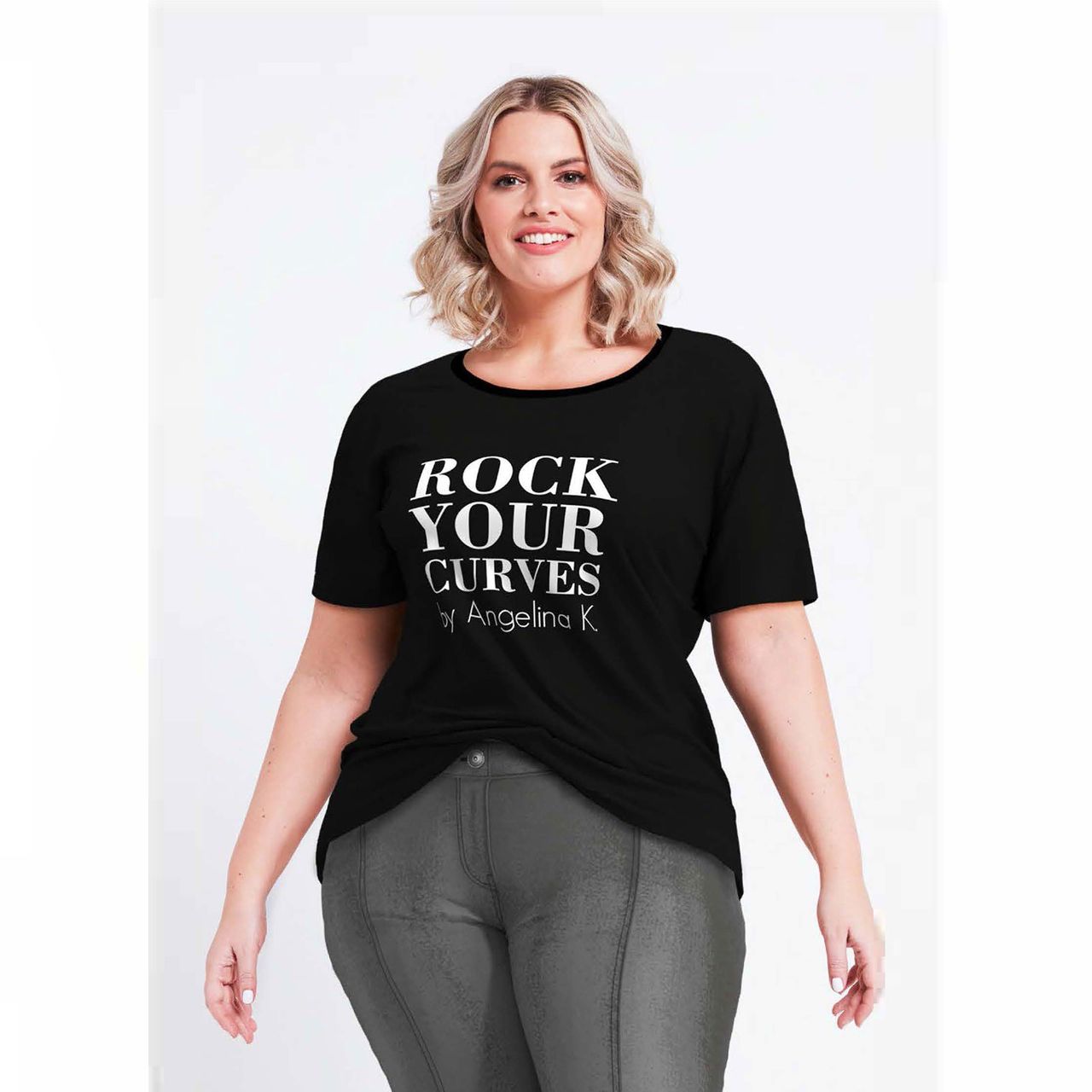 ANGELINIA KIRSCH Curvy Damen T-Shirt, Black, 48
