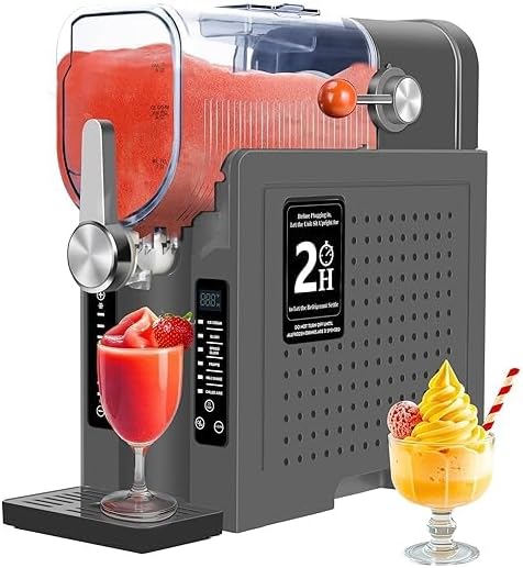 Slush Maschine, 24h-Timer, Selbstreinigung, Kindersicherung, 5 Programme, Slushie, Cocktail, Milchshake, Frappé, Wein, LED-Touchscreen, 2L Slushie Maschine, Kein Eis erforderlich