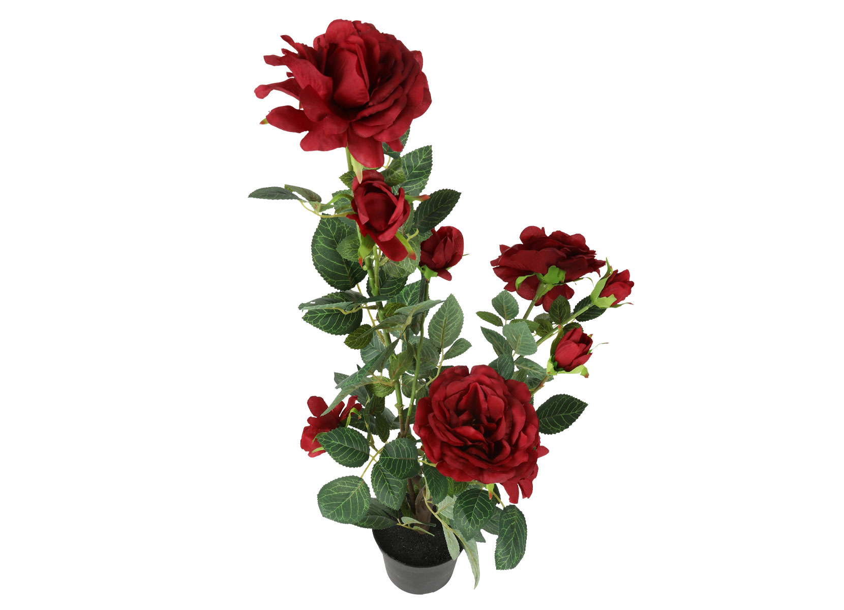 Künstliche Rose im Topf 30x76cm Rot