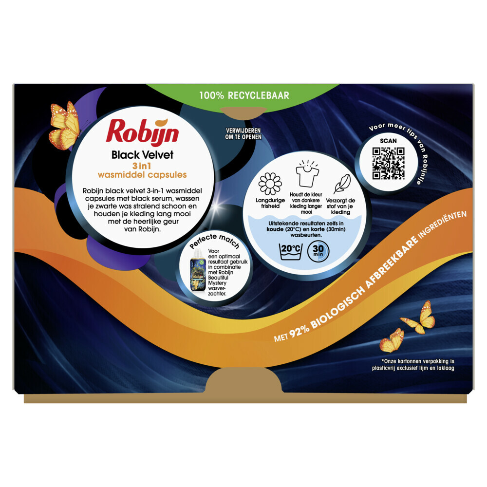 3x Robijn Wascapsules 3-in1 Black Velvet26 stuks