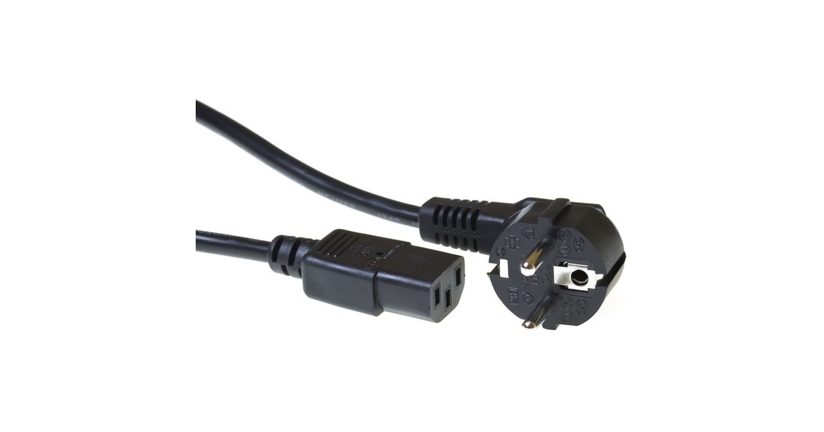 ACT ConnectivityNetsnoer CEE 7/7 male (haaks) - C13 zwart 0,5 m kabel  (Zwart)