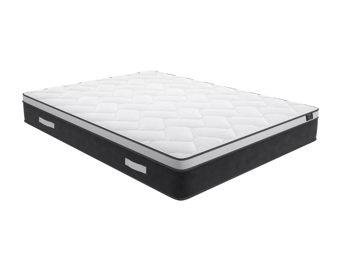 Ensemble 140 x 190 cm sommier coffre naturel clair + matelas hybride ressorts ensachés et mémoire de forme ép.25cm - ASTRIA Art Collection de YSMÉE