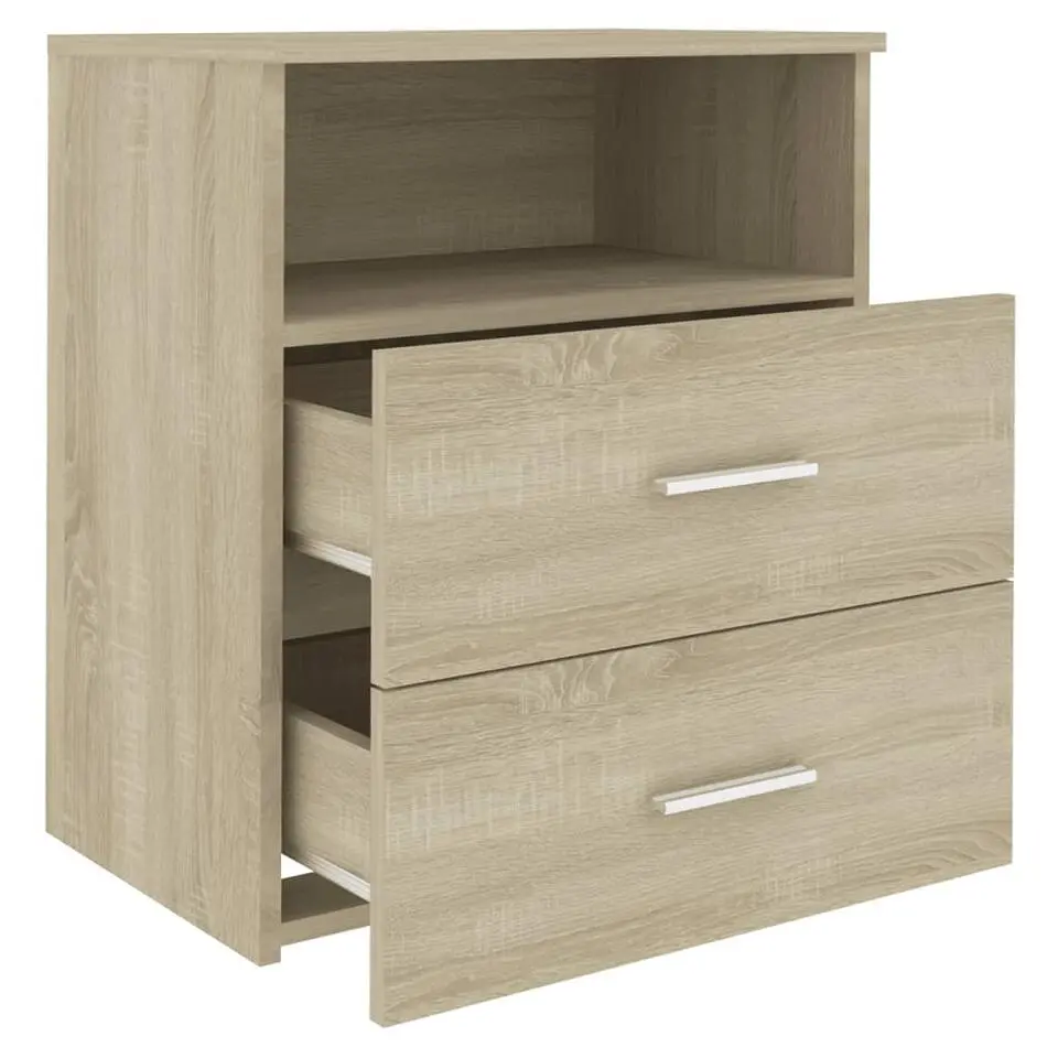 vidaXL - Nachtkastje - Bruin - Bewerkt hout - 2 stuks