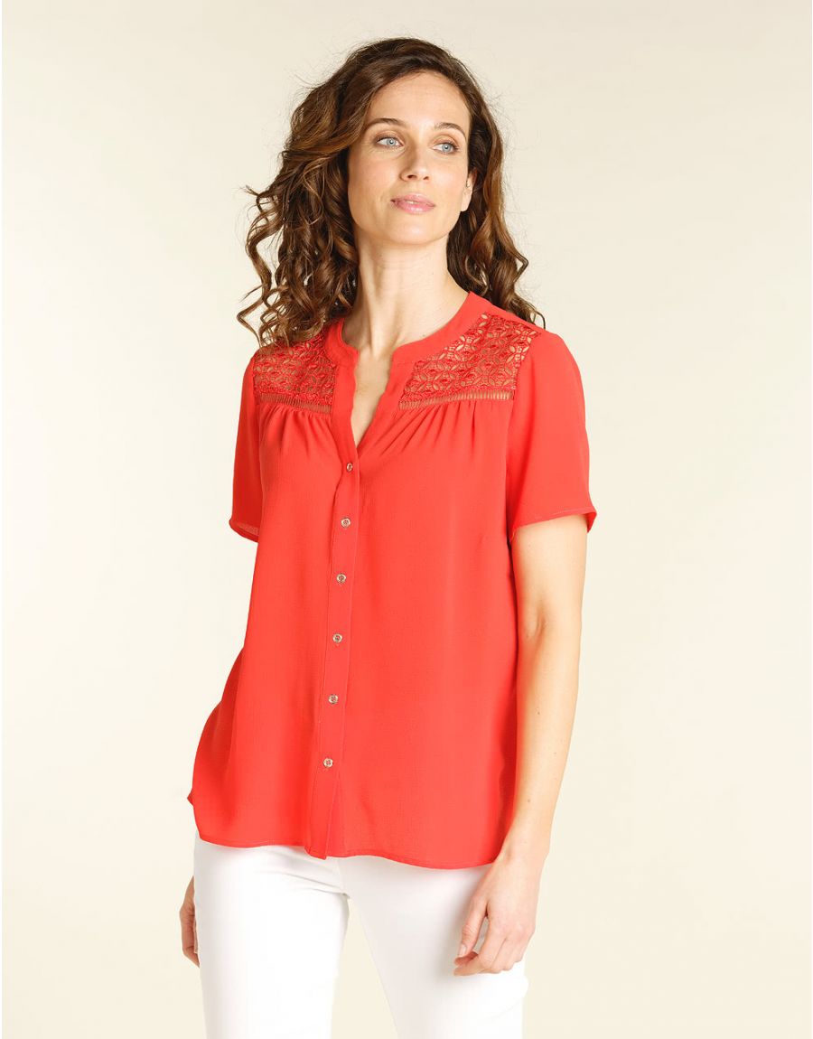 Blouse rouge dentelle