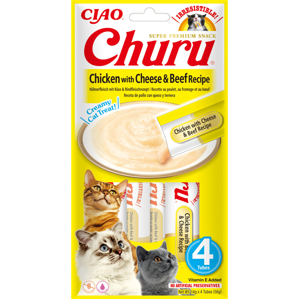Ciao Churu Kattensnack Chicken & Beef & Cheese4 x 14 gr