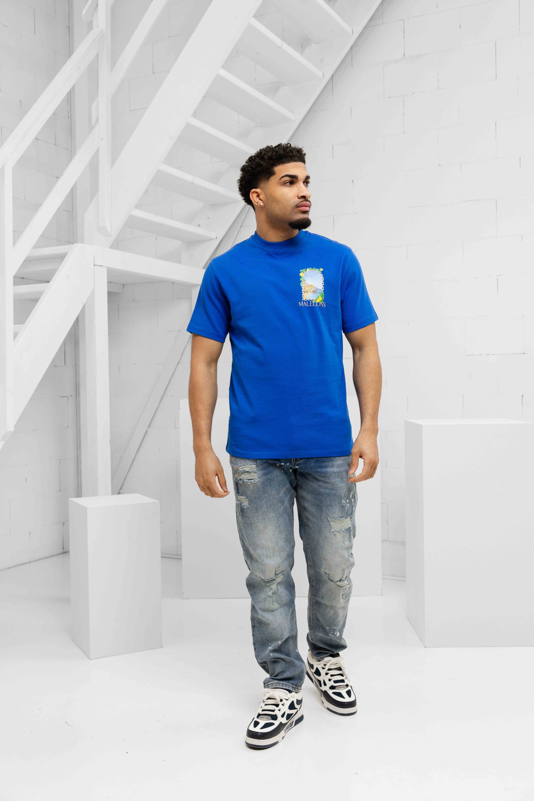 Malelions Amalfi Window T-Shirt Heren Blauw