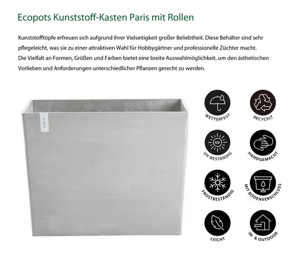 Ecopots Kunststoff-Kasten Paris mit Rollen,