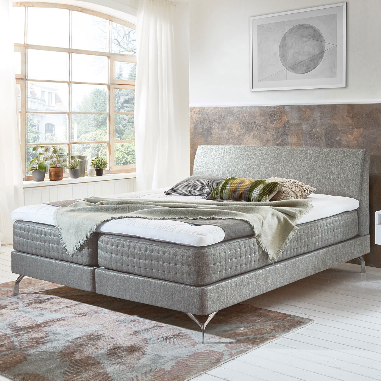 MONDO Boxspringbett SENTA 180 x 200 cm Anouk Silver