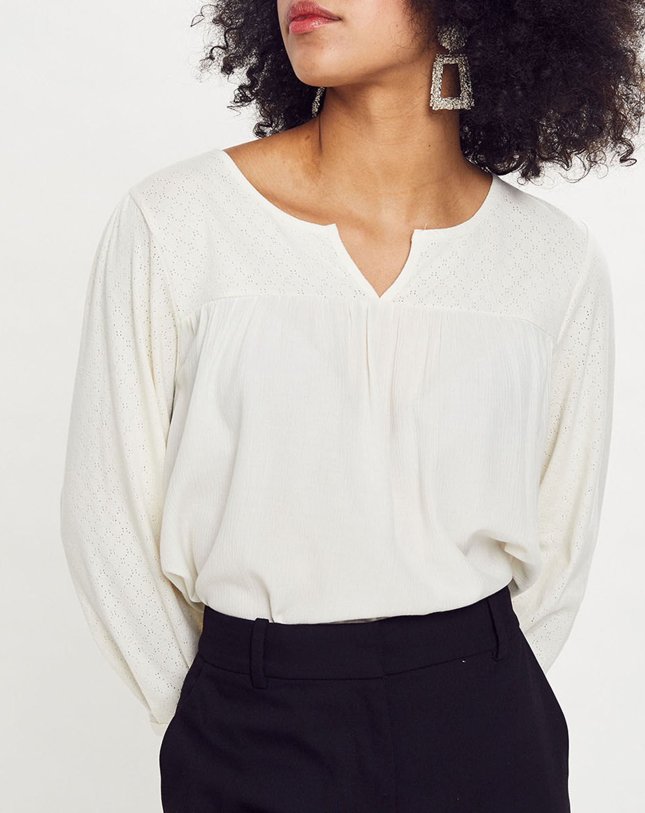 Esprit Blouse fluide manches 3/4 écru