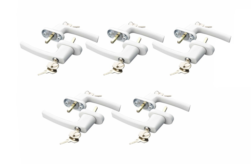 Fenstergriffe mit Schloss 10er Set weiss