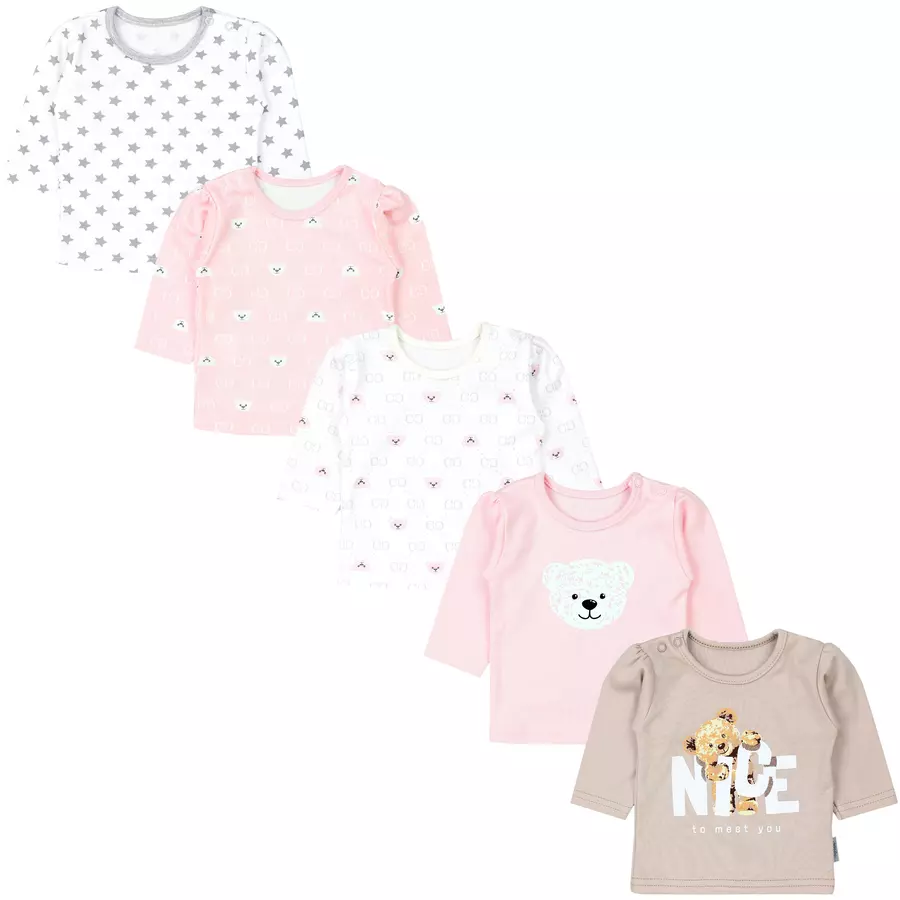 TupTam Baby Mädchen Langarmshirt 5er Set rosa Modell 1