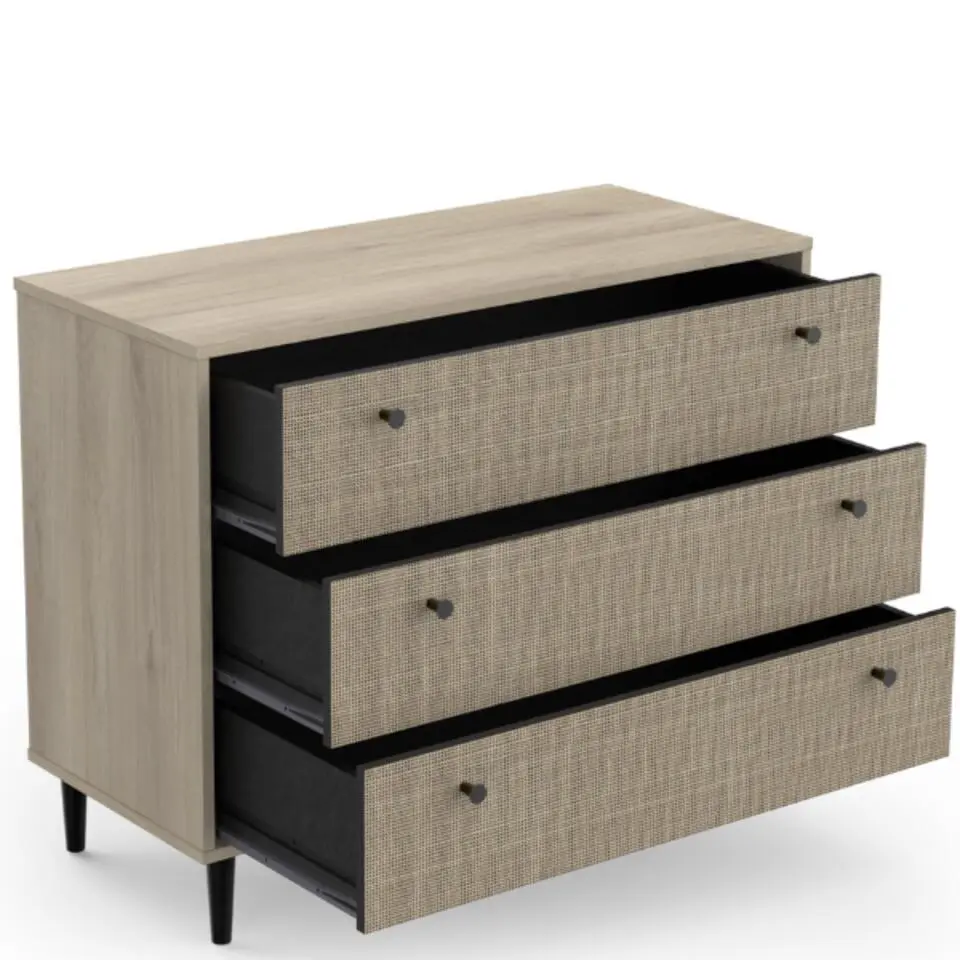 Ladekast Sayuri 3 lades-Kronberg eik/wicker
