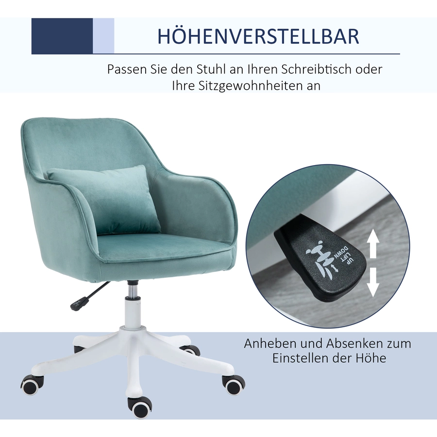 Vinsetto Bürostuhl Höhenverstellbar mit Vibrationsfunktion grün