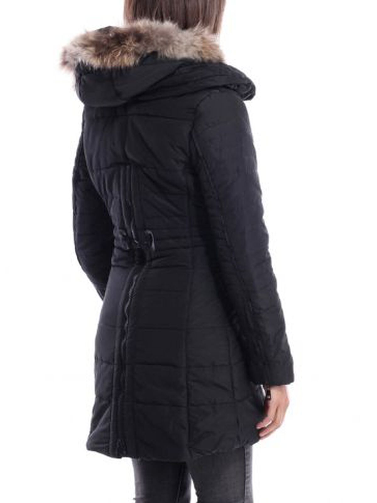 Doudoune à capuche et zip dos- Noir