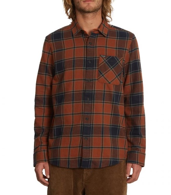 Volcom Caden Plaid LS Khaki