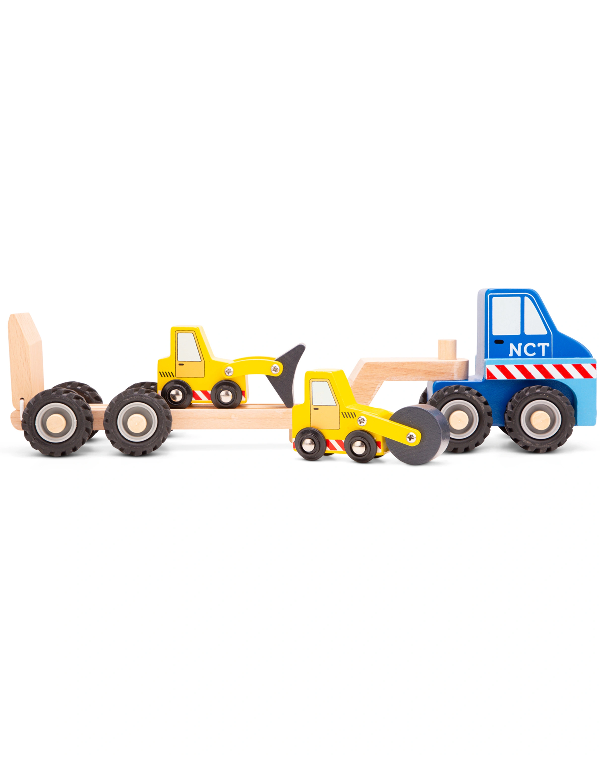 Holz-Fahrzeug TRANSPORTER mit Baustellenfahrzeugen