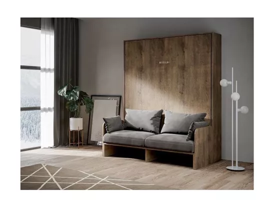 Lit escamotable vertical noyer avec canapé tissu Bounto 140x190 de tissu-Couleur Microfibre 02