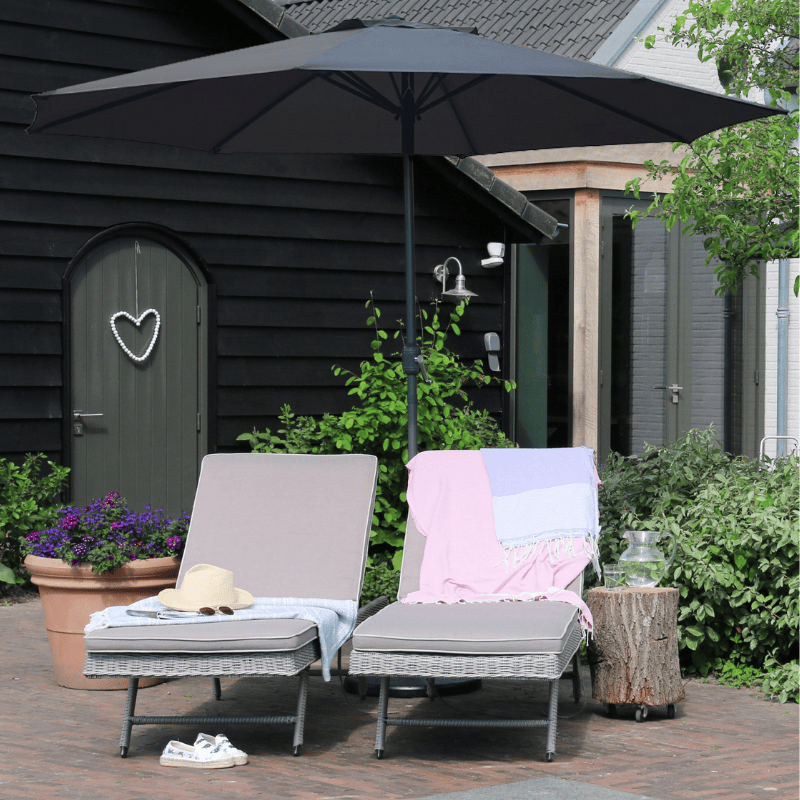 PimXL 300 cm luxe 8-ribs parasol - Anthracite