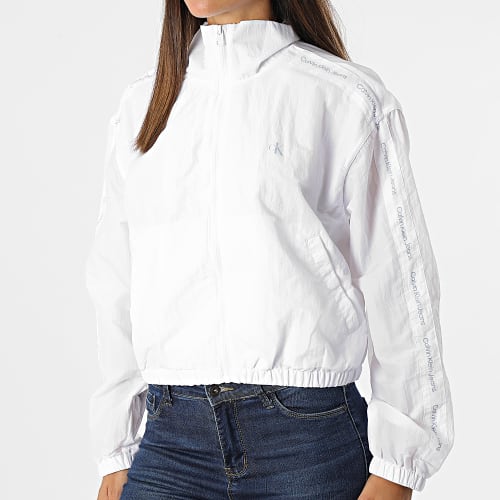 Coupe-Vent Femme Crop A Bandes Logo 9006 Blanc