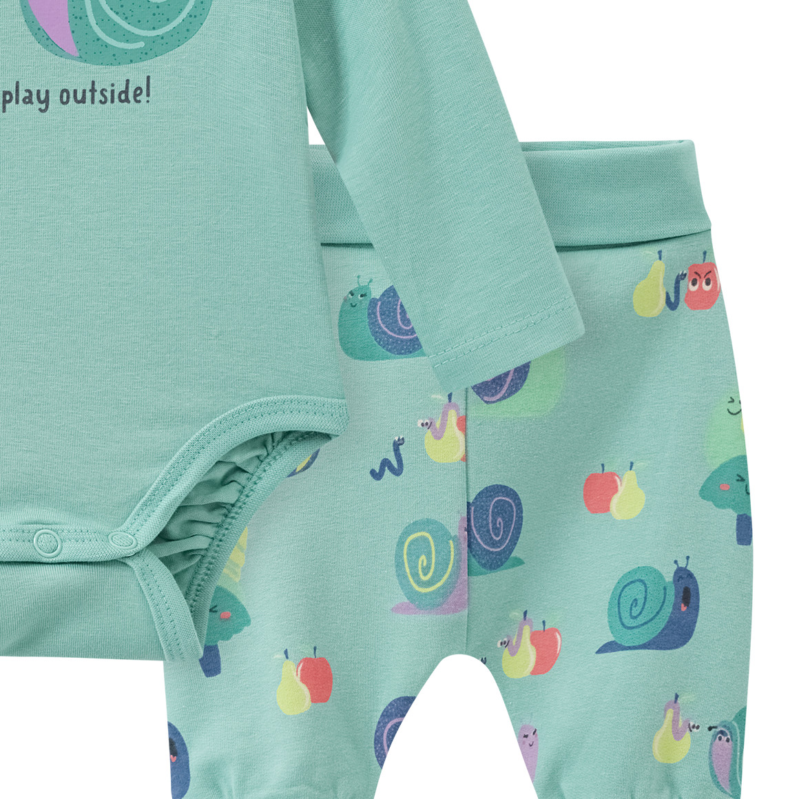 Topomini Newborn Langarmbody, Hose und Bandana helltürkis / bunt