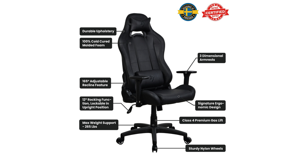 ArozziTorretta SoftPU - Pure Black gamestoel  (Zwart)