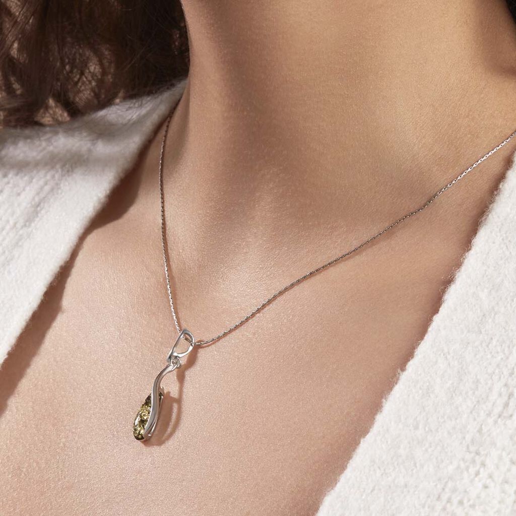 Collier Argent Blanc Odilon Ambre