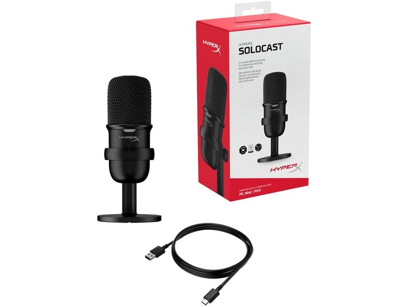 HyperX Mikrofon SoloCast Gaming-USB-Mikrofon mit LED Anzeige