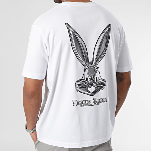 Tee Shirt Oversize Large Angry Bugs Bunny Chrome Blanc