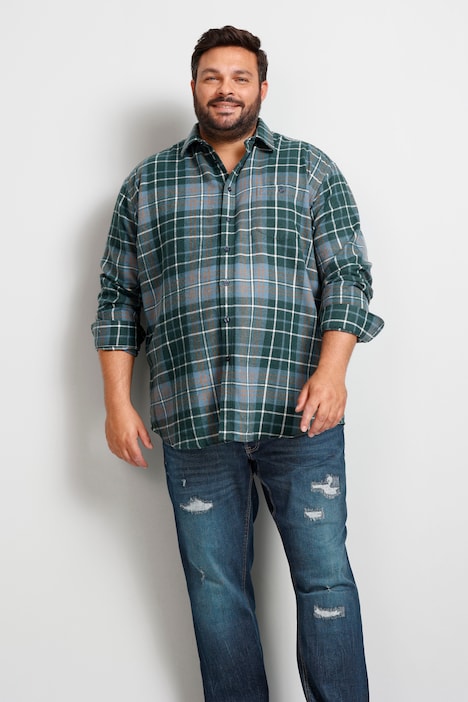 Boston Park Karohemd, Bauchfit, Flanell, bis 80/82